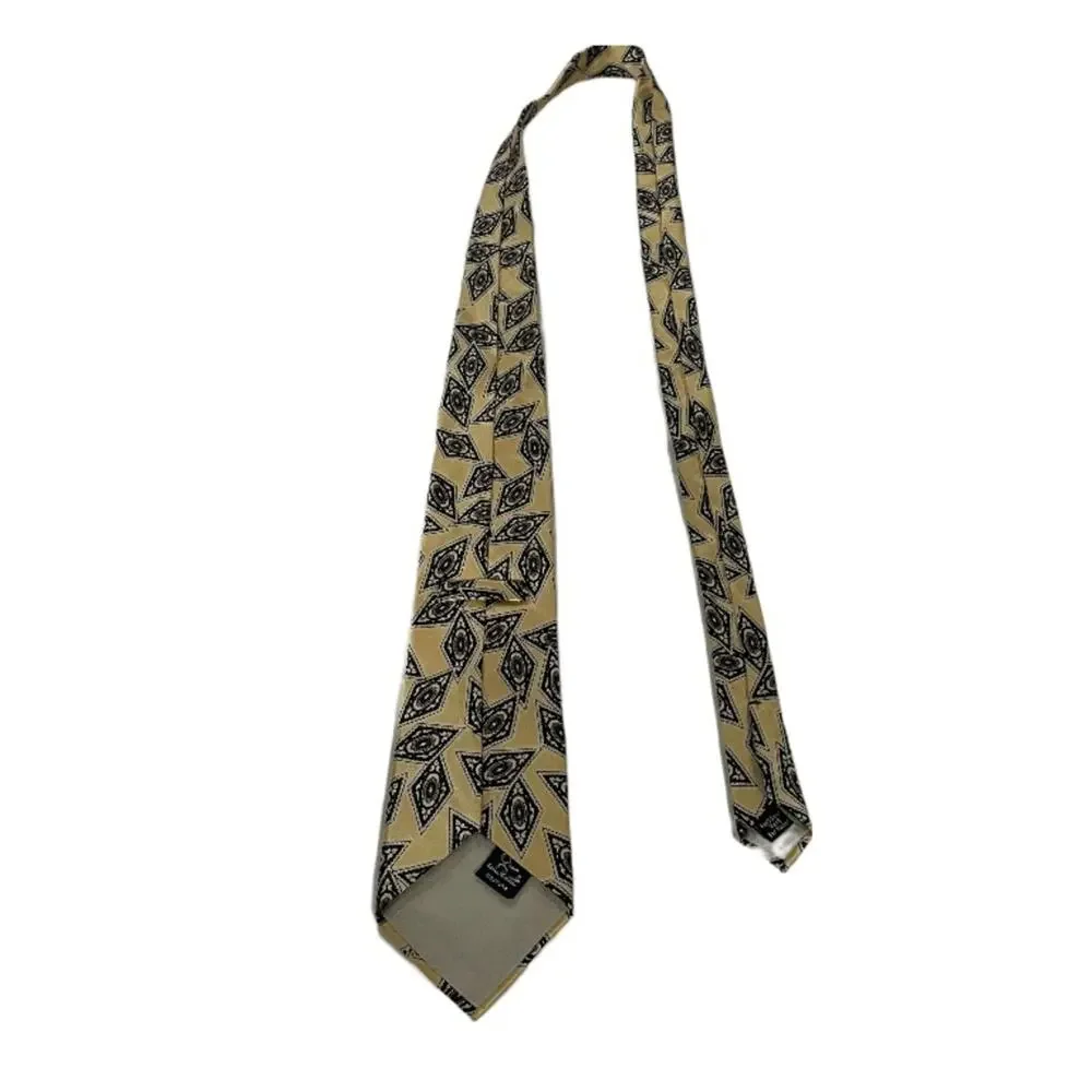 Oscar de‎ la Renta Silk Cream Triangle Geometric Print Tie